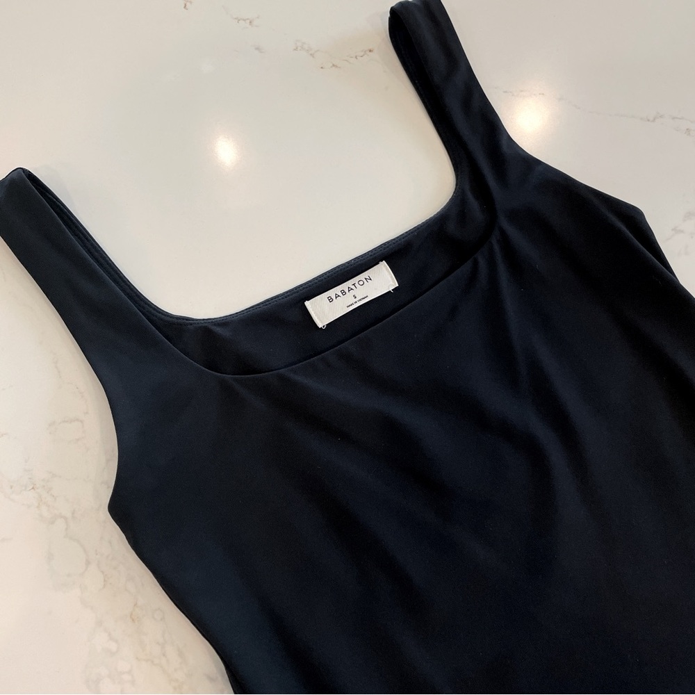 Aritzia Babaton Contour Squareneck Tank Black Bodysuit